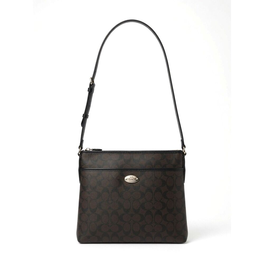 Coach 1941 Signature File Saddle Brown Black Crossbody Bag